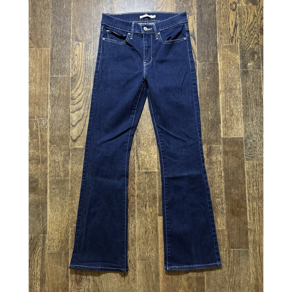 Levis Blue Jeans Women's Size 27 Slimming Boot PC9-28402-0000 Stretch Mid Rise